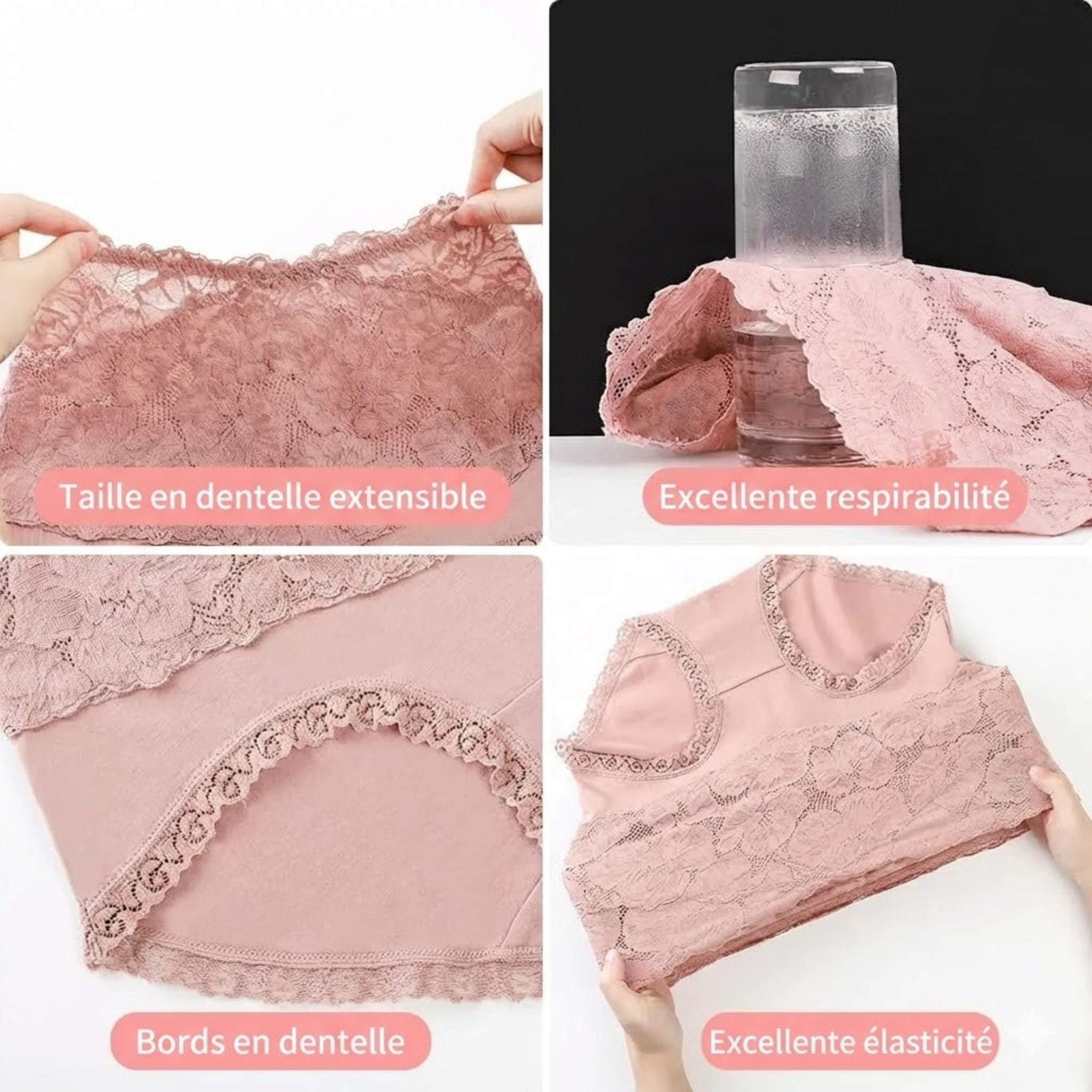 Culotte Haute Gainante Dentelle Florale Sculptante Invisible - Séléné™